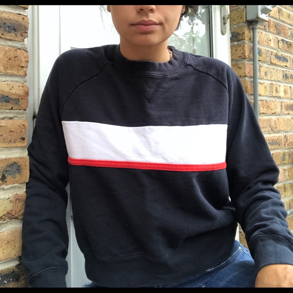 Red white and blue crewneck